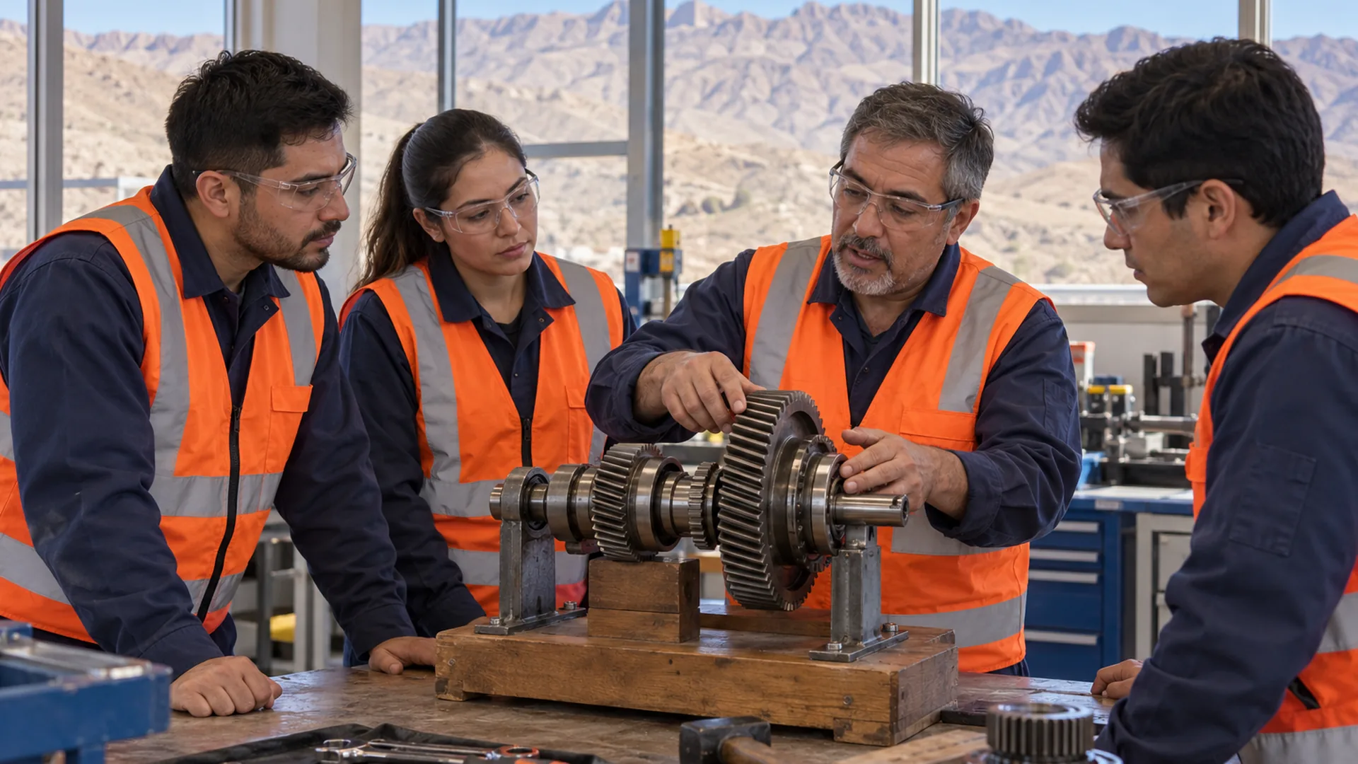 Ilustración de capacitación técnica de aprendices