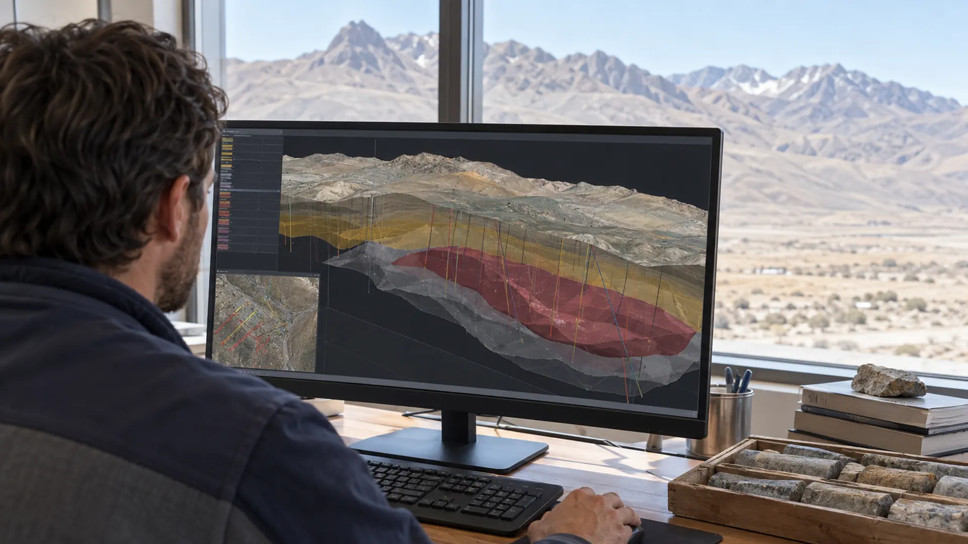 Ilustración de modelado geológico digital