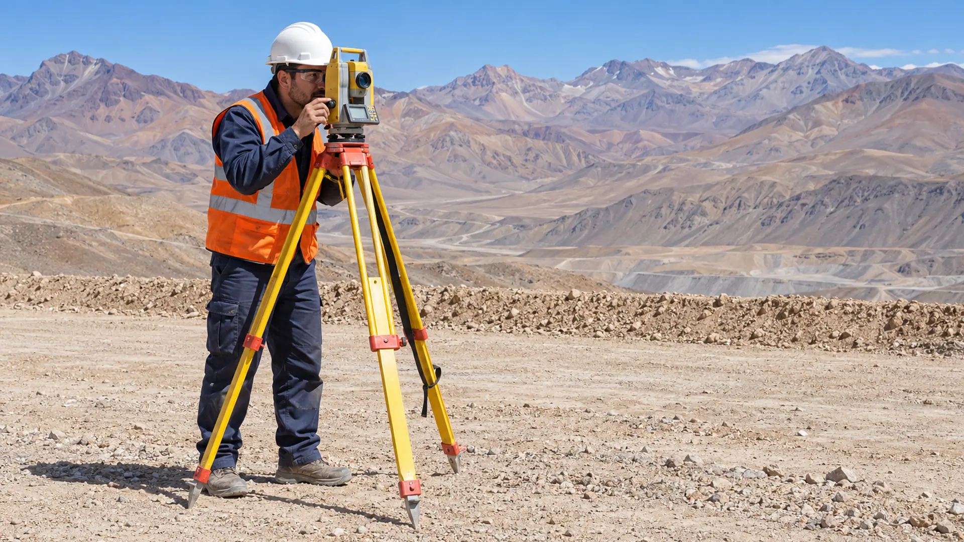 Ilustración de topografía en terreno minero